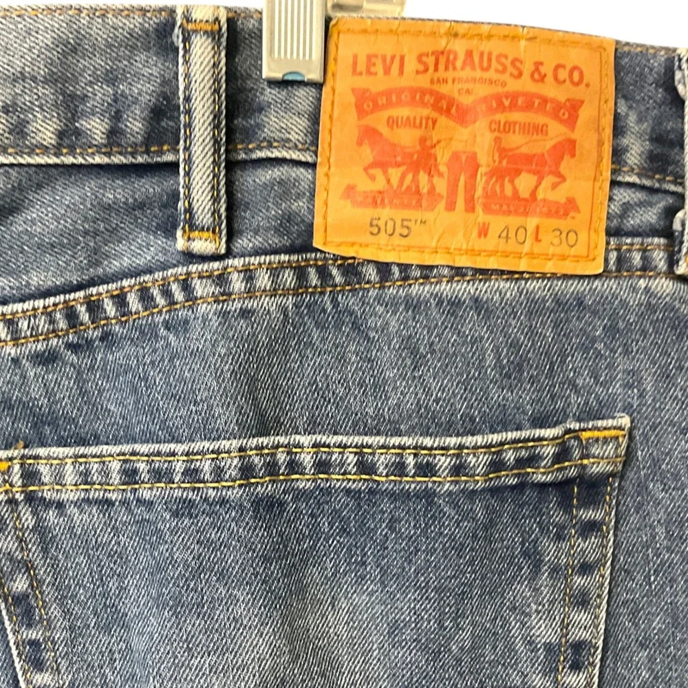 Levis 505 Regular‎ Fit Straight Leg Jeans Mens 40x30 Medium Wash Blue Denim